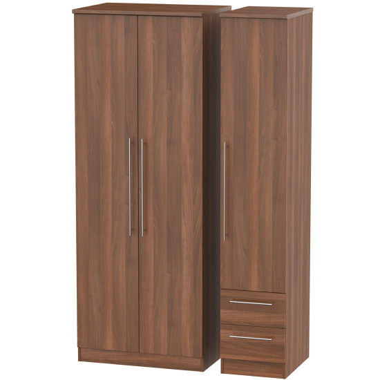Harlech 3 Door with 2 Small Drawers Wardrobe